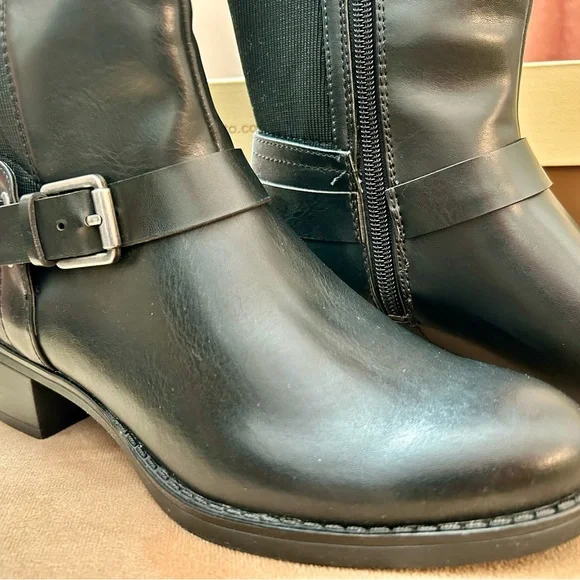 Franco Sarto Women's Black Knee-High Boots with Buckle - Picture 3 of 6